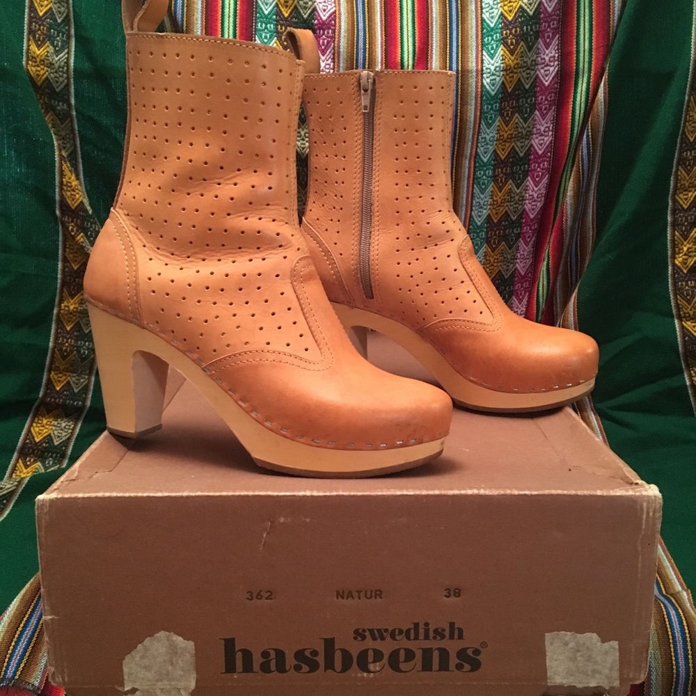 Swedish Hasbeens Natural Tan Boots 38